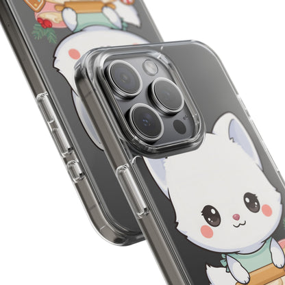 Christmas Fox Clear Phone Case, Kawaii Cookie Baker
