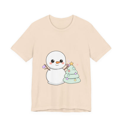 Kawaii Snowman Christmas T-Shirt for Festive Outfits