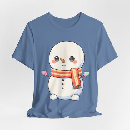 Kawaii Snowman Christmas T-Shirt for Cute Holiday Cheer