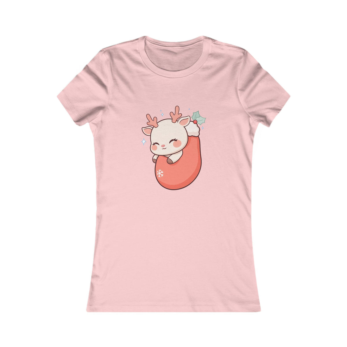 Kawaii Christmas Reindeer Women's Tee for Cozy Holiday Outfits