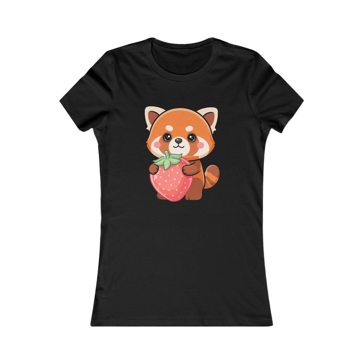 Kawaii Red Panda T-Shirt, Strawberry Hug Cute Animal Tee