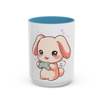 Gamer Bunny Accent Coffee Mug for Kawaii Game Lovers