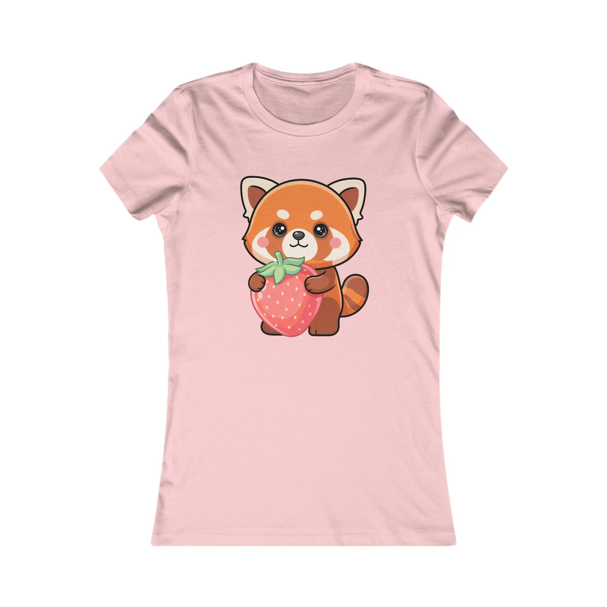 Kawaii Red Panda T-Shirt, Strawberry Hug Cute Animal Tee