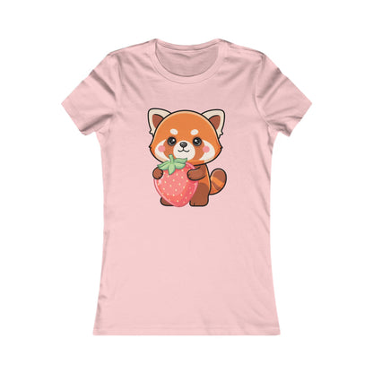 Kawaii Red Panda T-Shirt, Strawberry Hug Cute Animal Tee