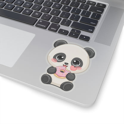 Kawaii Panda Sticker, Cute Donut Lover Vinyl Decal