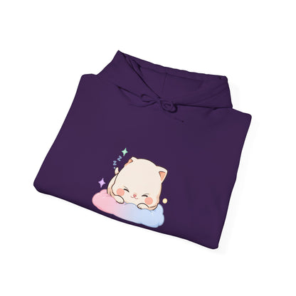 Kawaii Sleeping Cat Hoodie, Cozy Cloud Cat Sweatshirt