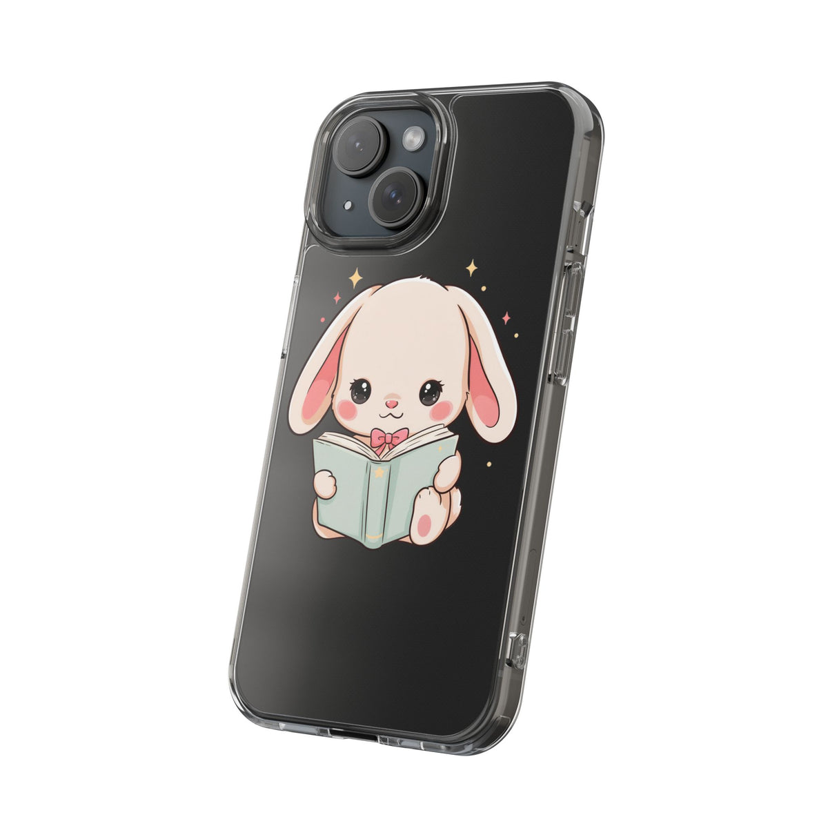 Kawaii Reading Bunny Clear Impact-Resistant Case