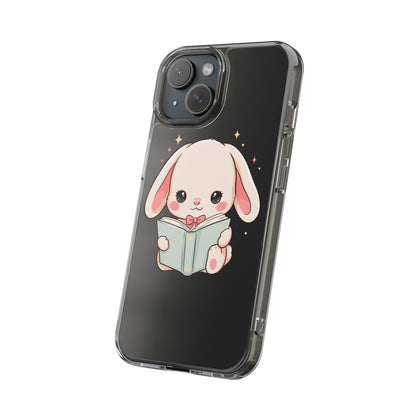 Kawaii Reading Bunny Clear Impact-Resistant Case