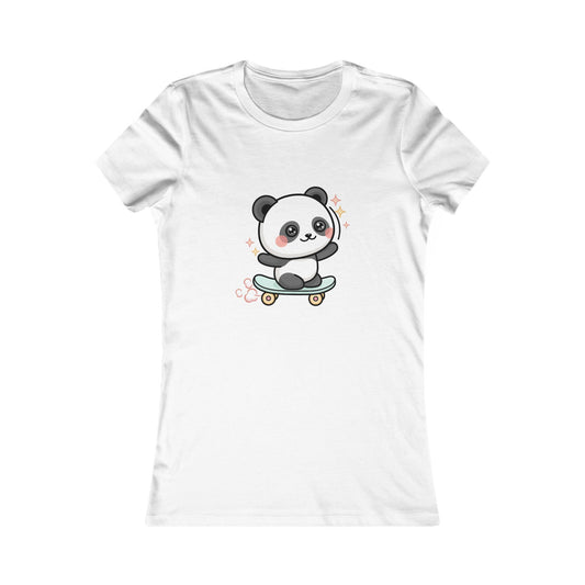 Kawaii Panda Skateboard T-Shirt for Women