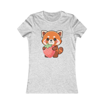 Kawaii Red Panda T-Shirt, Strawberry Hug Cute Animal Tee