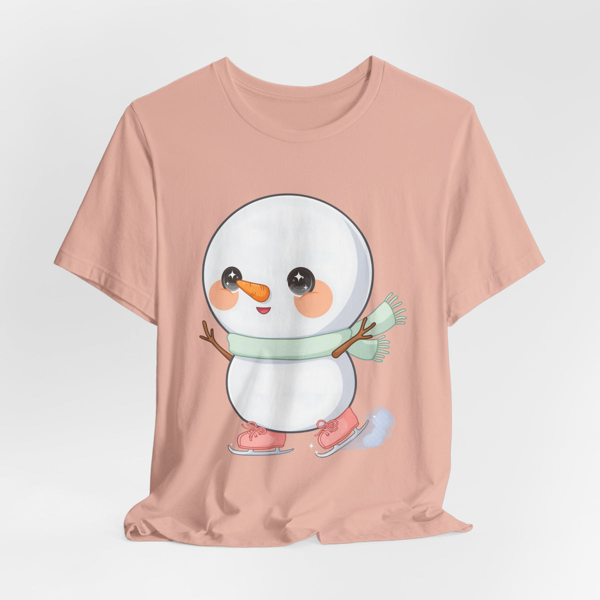 Cute Snowman T-Shirt, Kawaii Ice Skating Holiday Gift