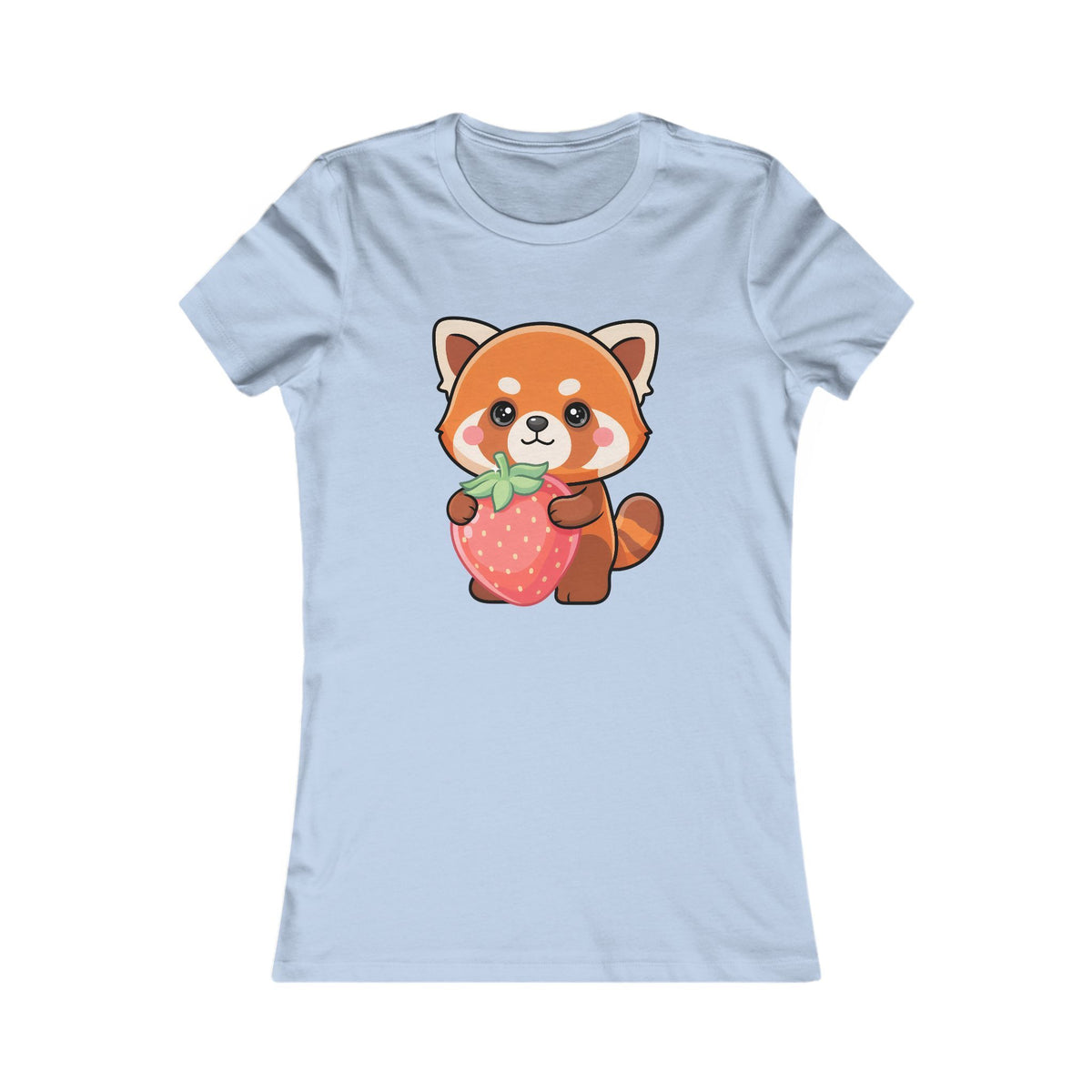 Kawaii Red Panda T-Shirt, Strawberry Hug Cute Animal Tee