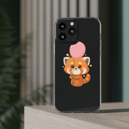 Kawaii Red Panda Clear Impact-Resistant Case with Balloon