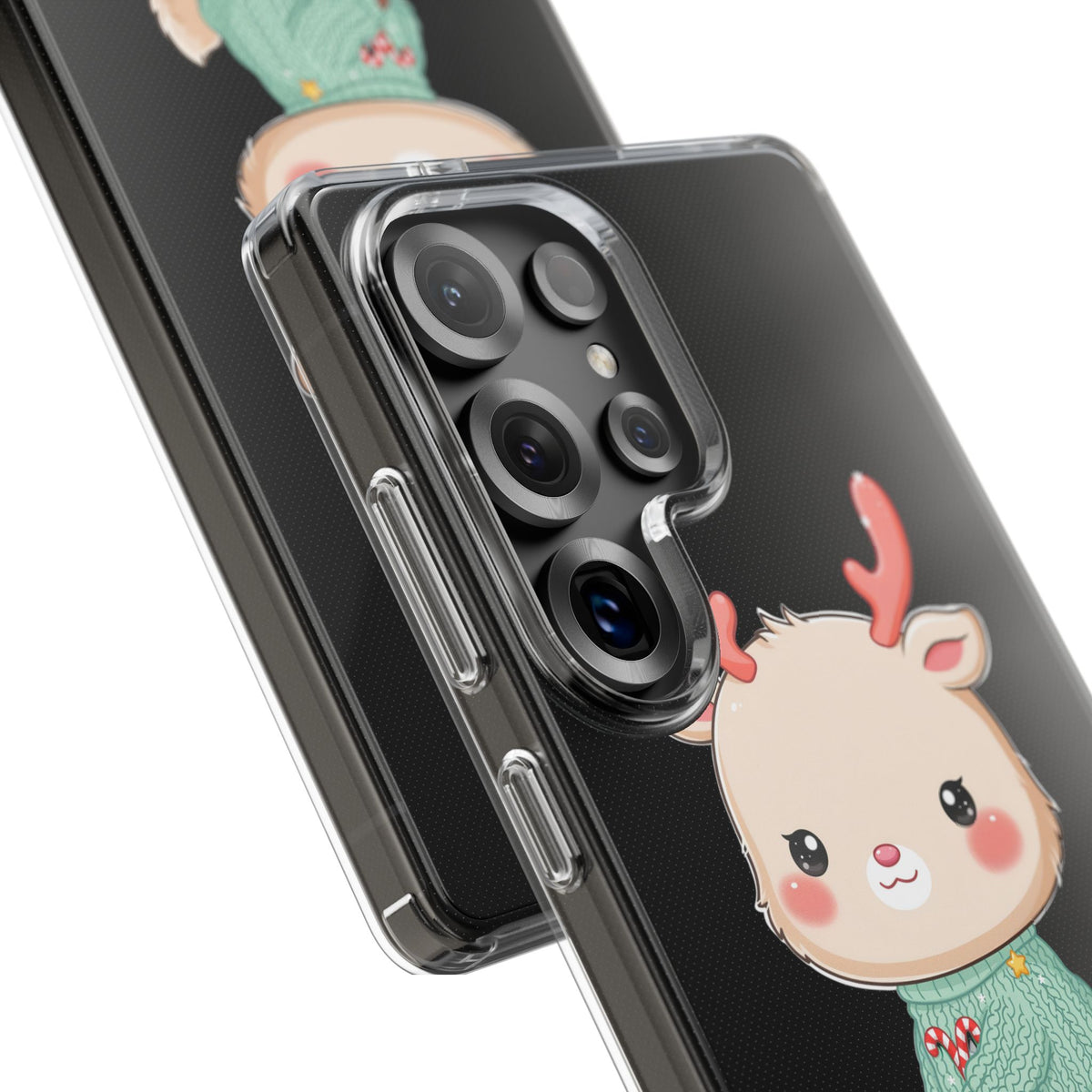 Kawaii Reindeer Clear Impact-Resistant Phone Case