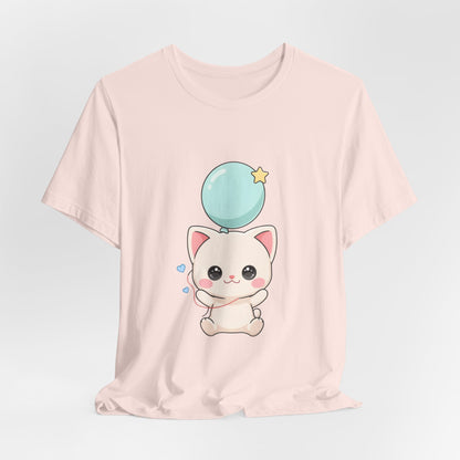 Kawaii Cat Balloon T-Shirt, Cute Chibi Kitty Tee