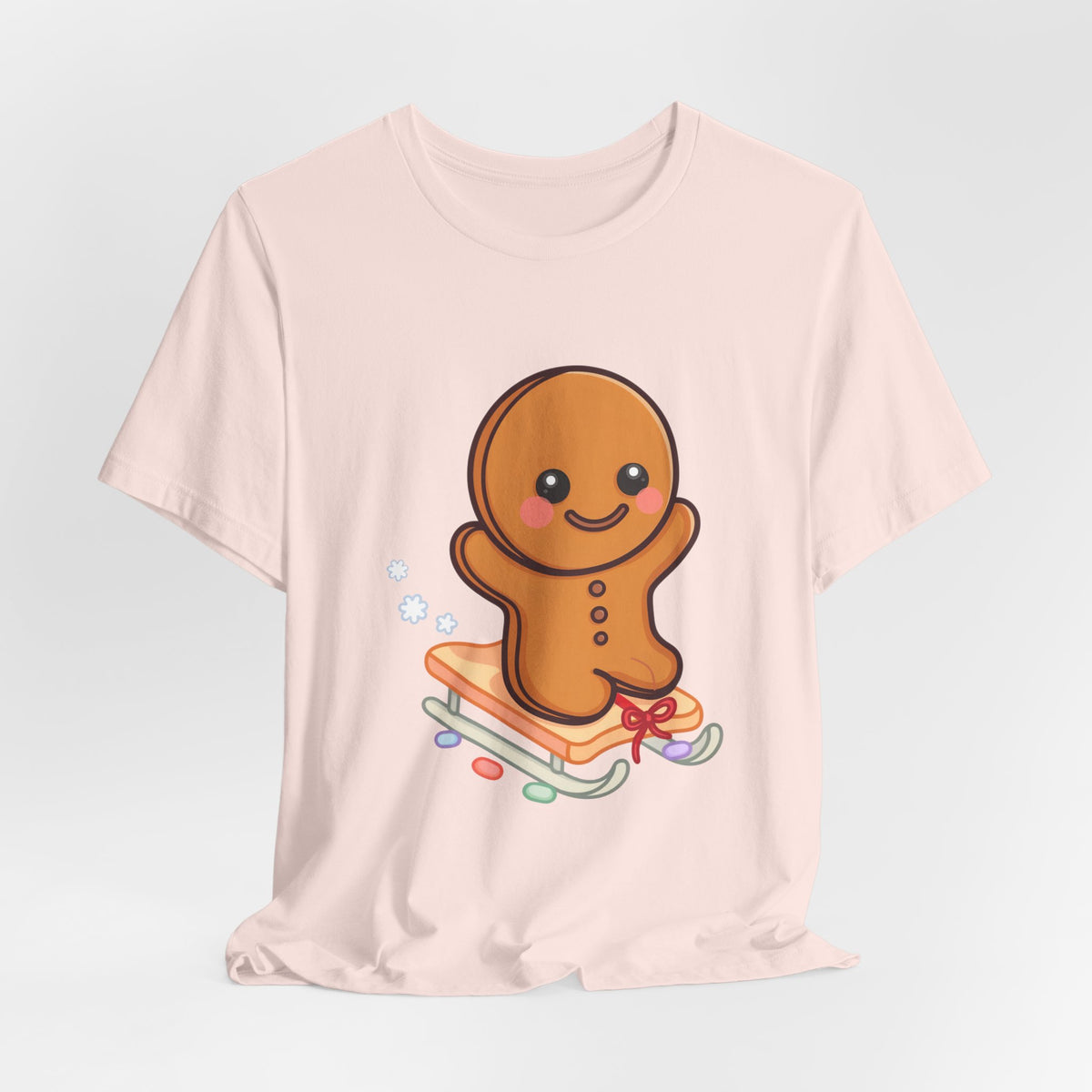 Gingerbread Man T-Shirt – Kawaii Holiday Sledding