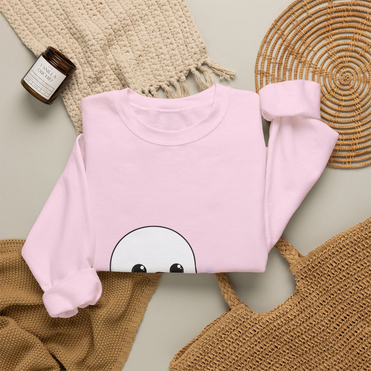 Cute Snowman Christmas Sweatshirt, Kawaii Holiday Crewneck