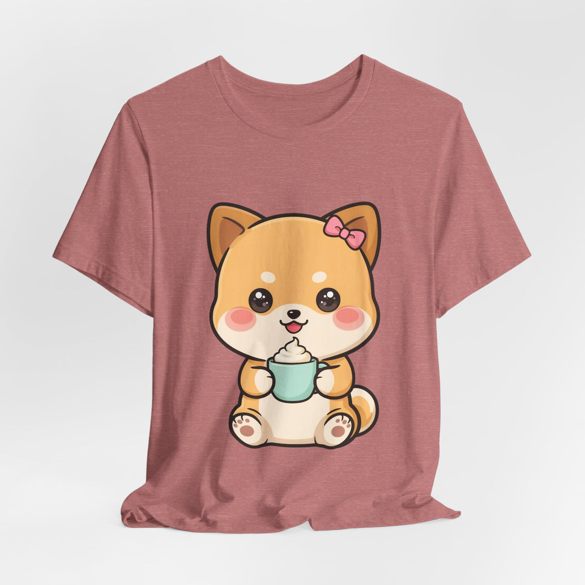 Kawaii Shiba Inu Coffee T-Shirt, Cute Latte Lover Tee