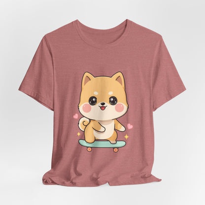 Kawaii Shiba Inu Skateboarder Tee for Dog Lovers