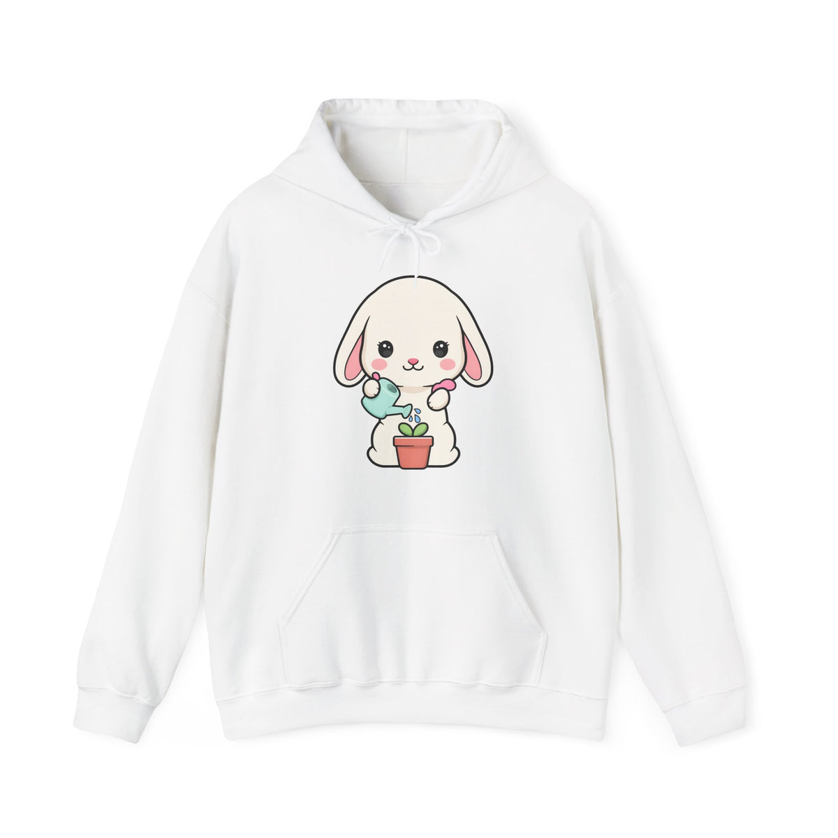 Kawaii Bunny Gardening Hoodie, Cute Plant Lover Sweatshirt