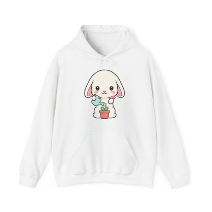 Kawaii Bunny Gardening Hoodie, Cute Plant Lover Sweatshirt
