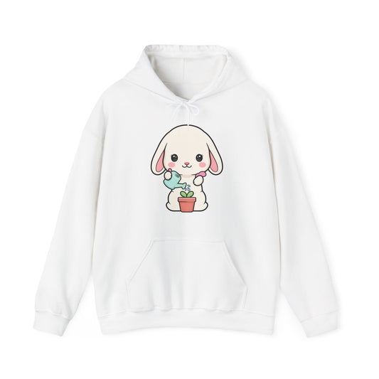 Kawaii Bunny Gardening Hoodie, Cute Plant Lover Sweatshirt