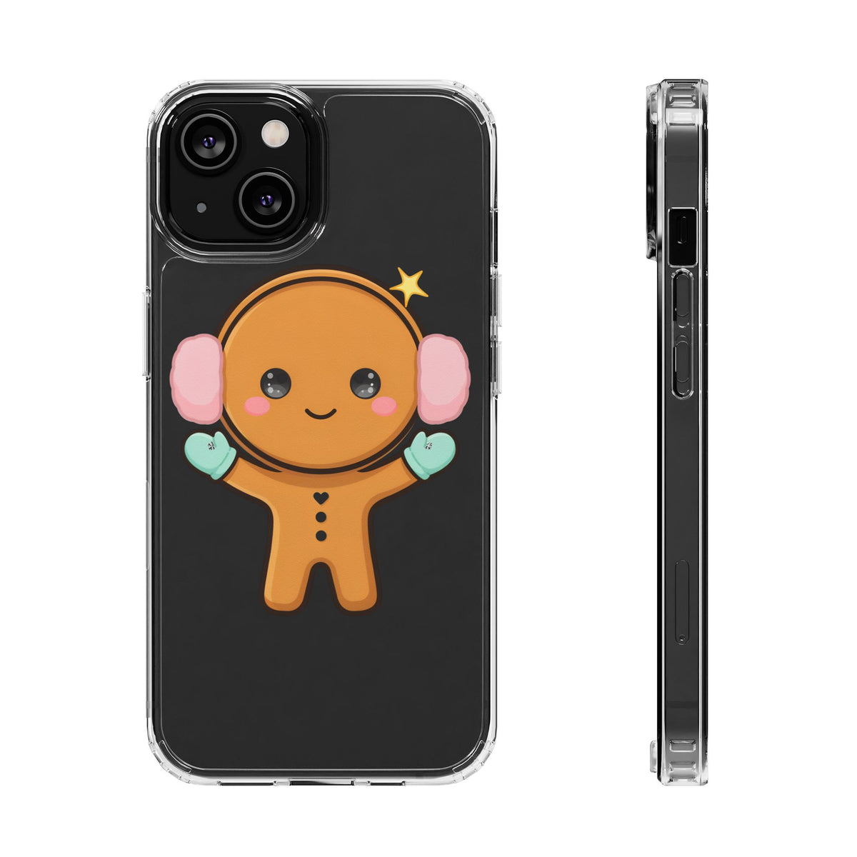 Kawaii Gingerbread Phone Case, Cute Winter Character