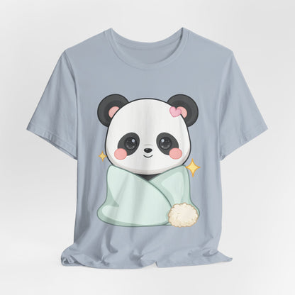 Kawaii Panda T-Shirt, Cozy Blanket Chibi Animal Tee