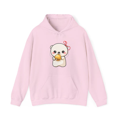 Kawaii Polar Bear Hoodie, Cute Jingle Bell Sweatshirt