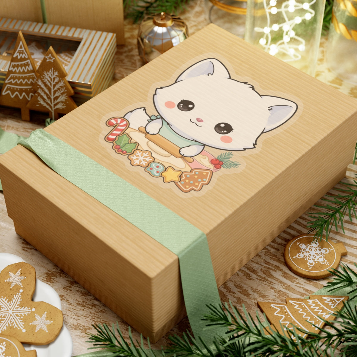 Christmas Fox Sticker: Kawaii Arctic Baker
