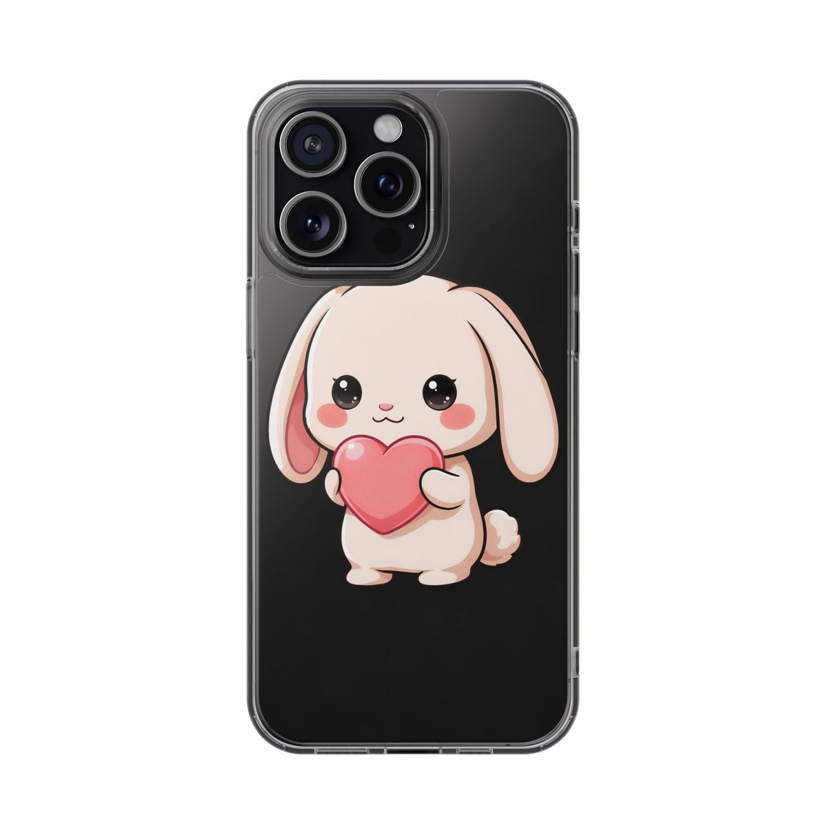 Kawaii Bunny Clear Phone Case with Heart