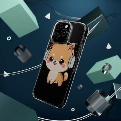 Kawaii Shiba Inu Phone Case – Music Lover Clear Case