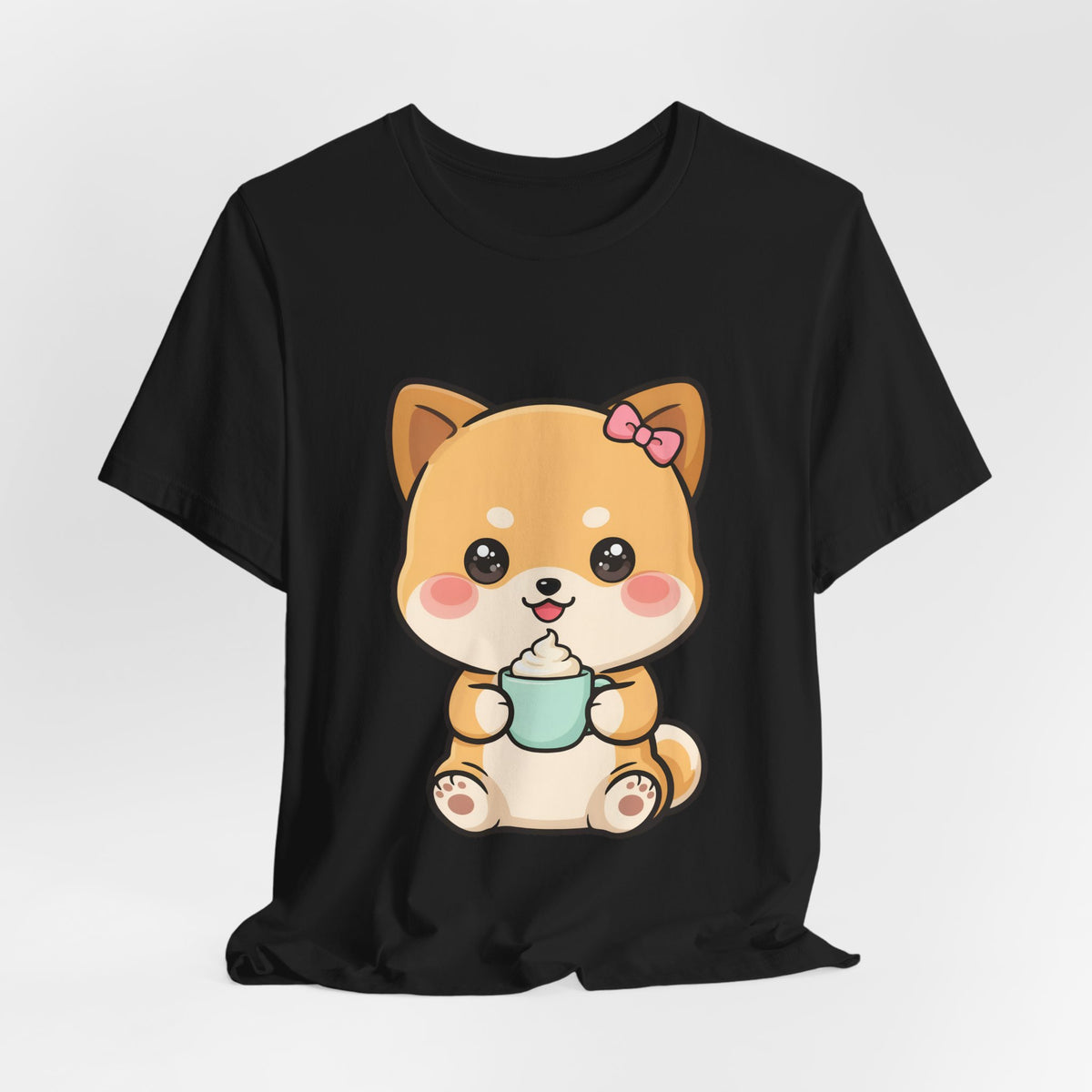 Kawaii Shiba Inu Coffee T-Shirt, Cute Latte Lover Tee