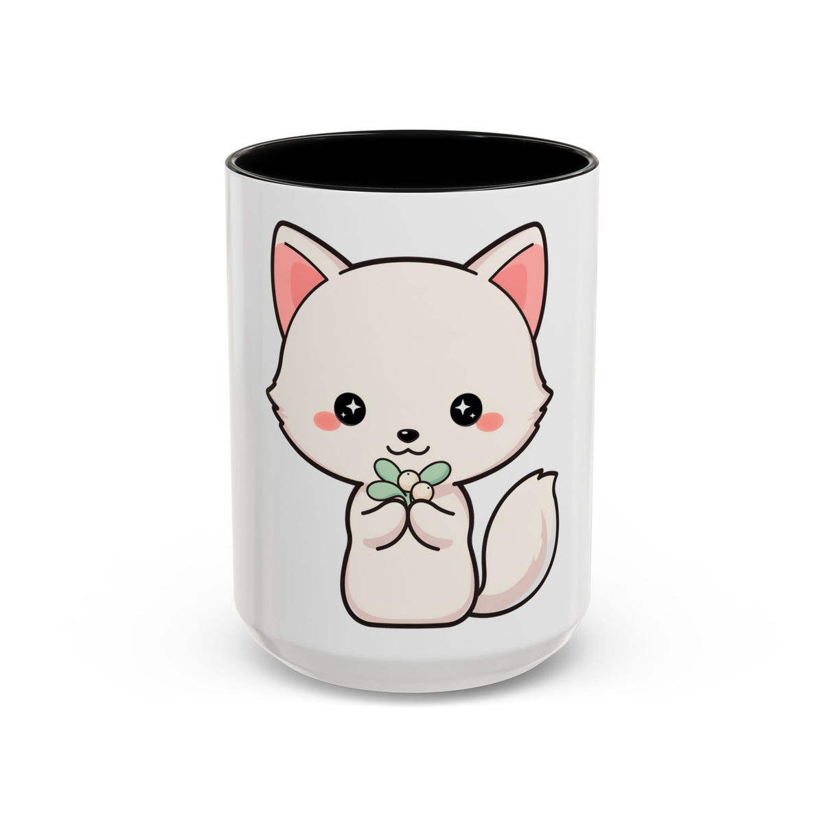 Kawaii Arctic Fox Christmas Accent Coffee Mug