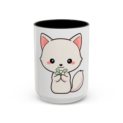 Kawaii Arctic Fox Christmas Accent Coffee Mug