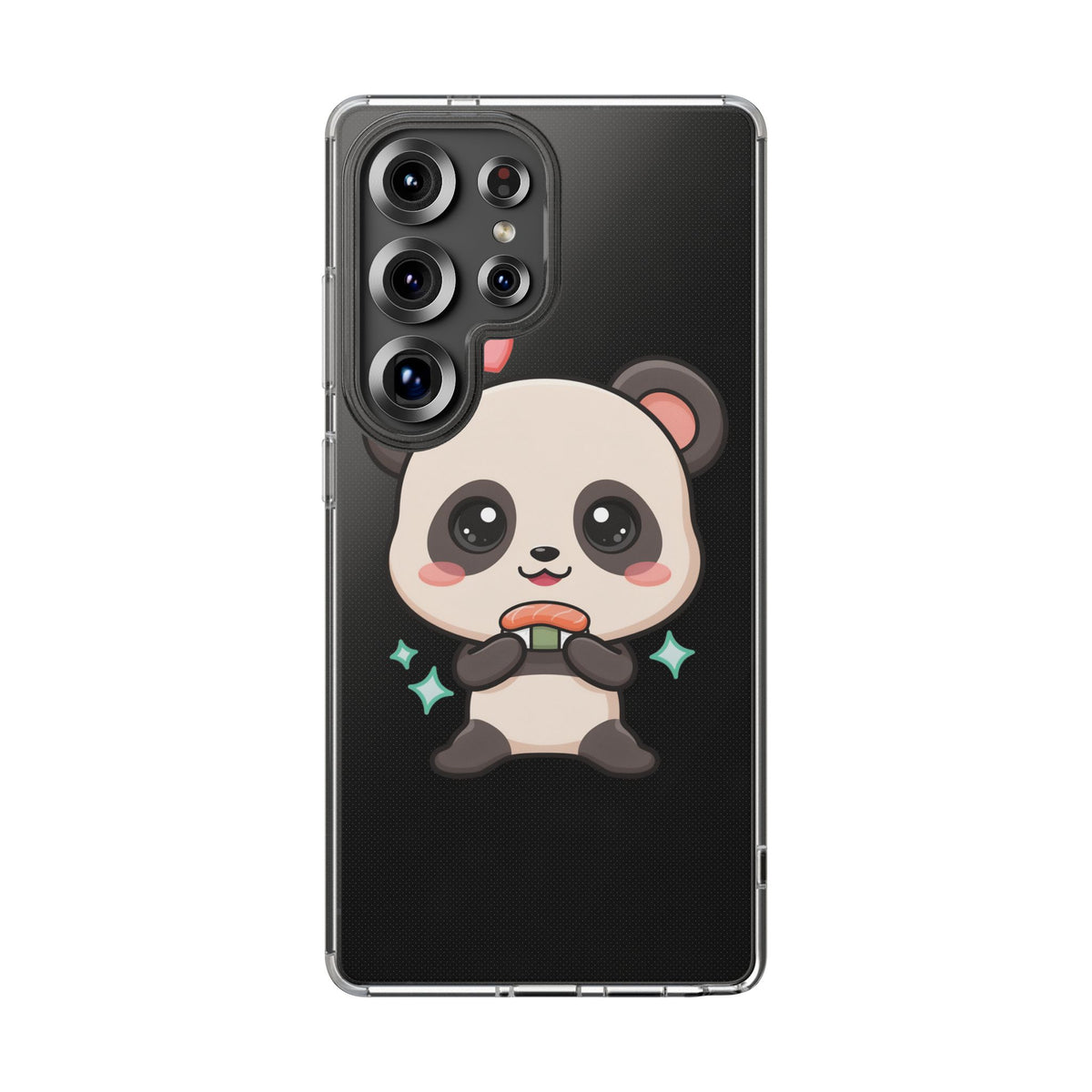 Kawaii Panda Sushi Phone Case, Clear Impact-Resistant Case