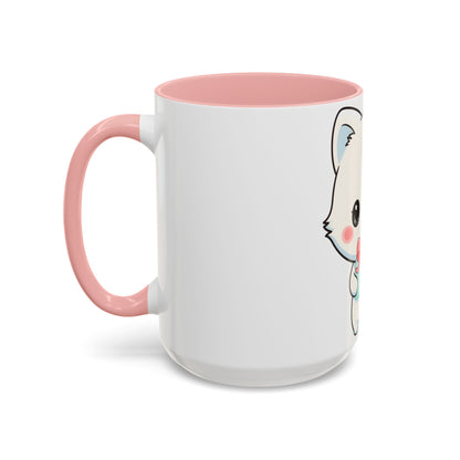 Kawaii Arctic Fox Gift Mug, Cute Holiday Accent Coffee Mug