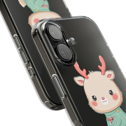 Kawaii Reindeer Clear Impact-Resistant Phone Case
