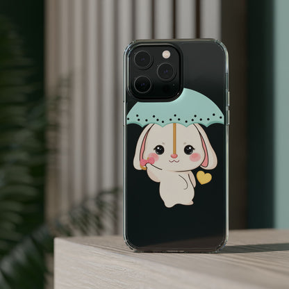 Kawaii Bunny Phone Case with Umbrella | Cute Clear Case