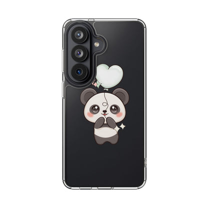 Kawaii Panda Clear Phone Case with Balloon