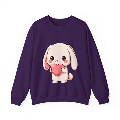 Kawaii Bunny Sweatshirt, Cute Heart Hug Crewneck