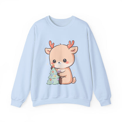 Kawaii Christmas Reindeer Sweatshirt, Cute Holiday Crewneck
