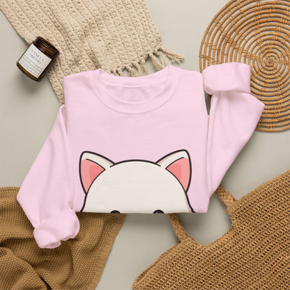 Kawaii Arctic Fox Sweatshirt, Cute Mistletoe Holiday Crewneck