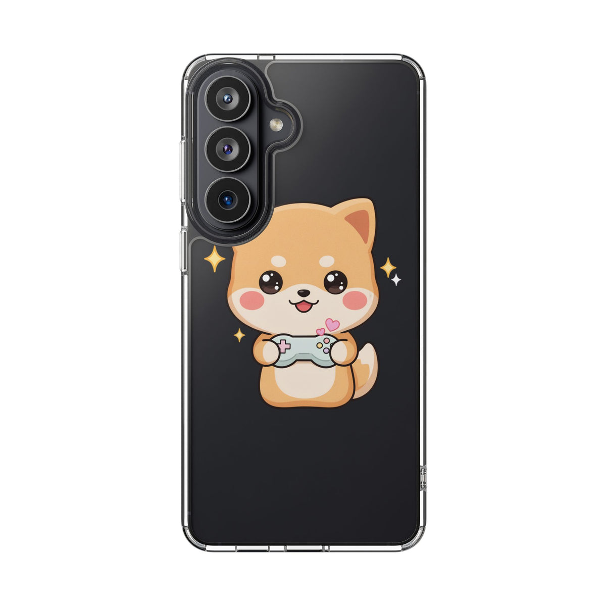 Kawaii Shiba Inu Gamer Phone Case, Clear Impact-Resistant