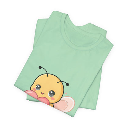 Kawaii Bee T-Shirt: Sweet Heart-Loving Unisex Tee
