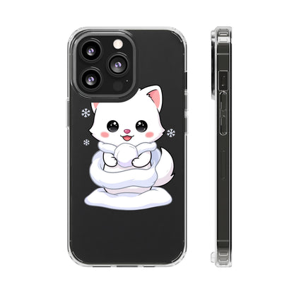 Kawaii Arctic Fox Phone Case, Cute Snow Day Gift
