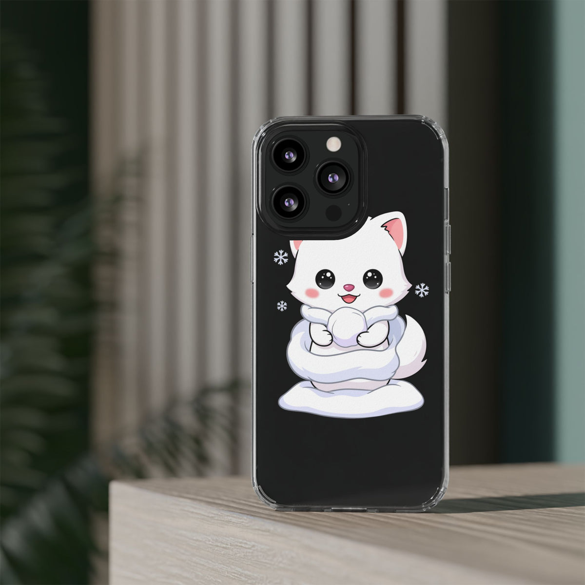 Kawaii Arctic Fox Phone Case, Cute Snow Day Gift