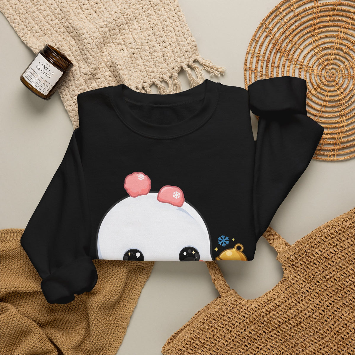Kawaii Snowman Sweatshirt, Cute Winter Crewneck
