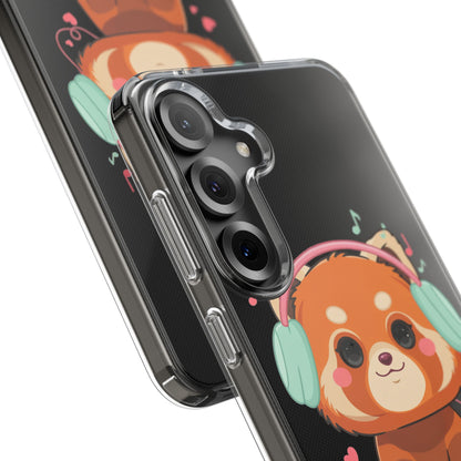 Red Panda Phone Case, Kawaii Music Lover Clear Case