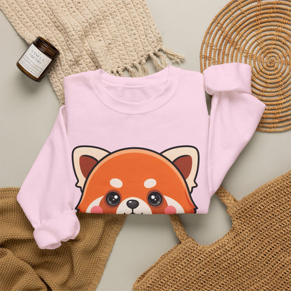 Kawaii Red Panda Sweatshirt, Cute Strawberry Hug Crewneck